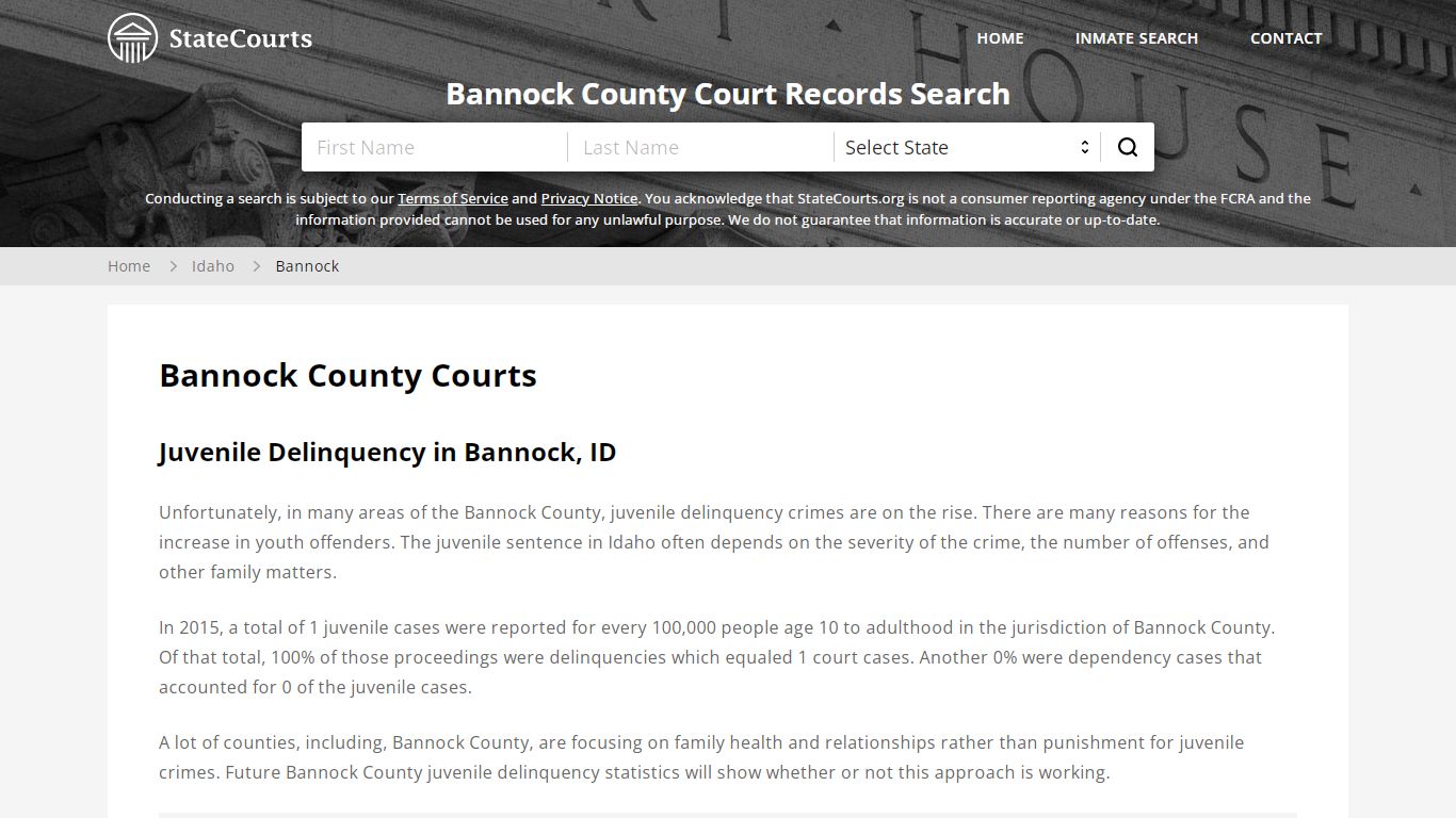 Bannock County, ID Courts - Records & Cases - StateCourts